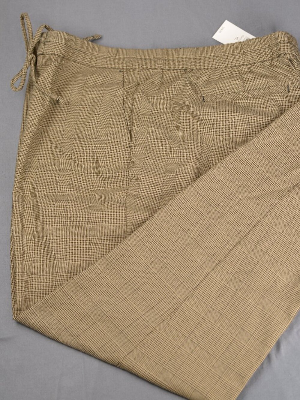 J. Jill Zip Fly Drawstring Pants XL Houndstooth Glen Plaid Black Wheat